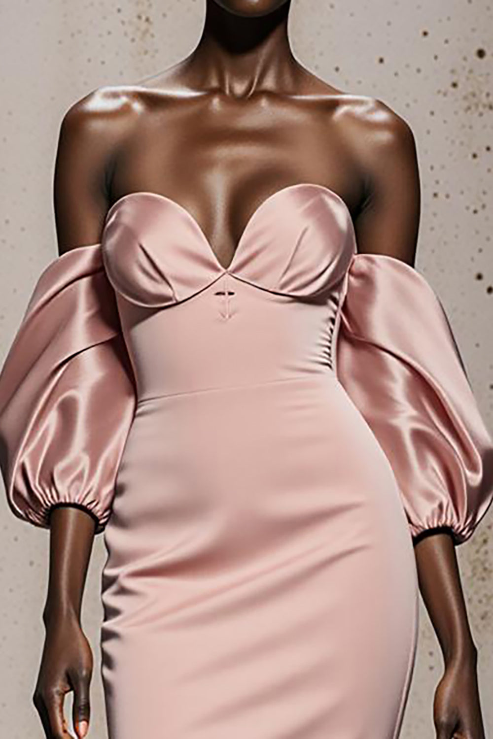 Light Pink Satin Sweetheart Mermaid Long Sleeves Formal Dress