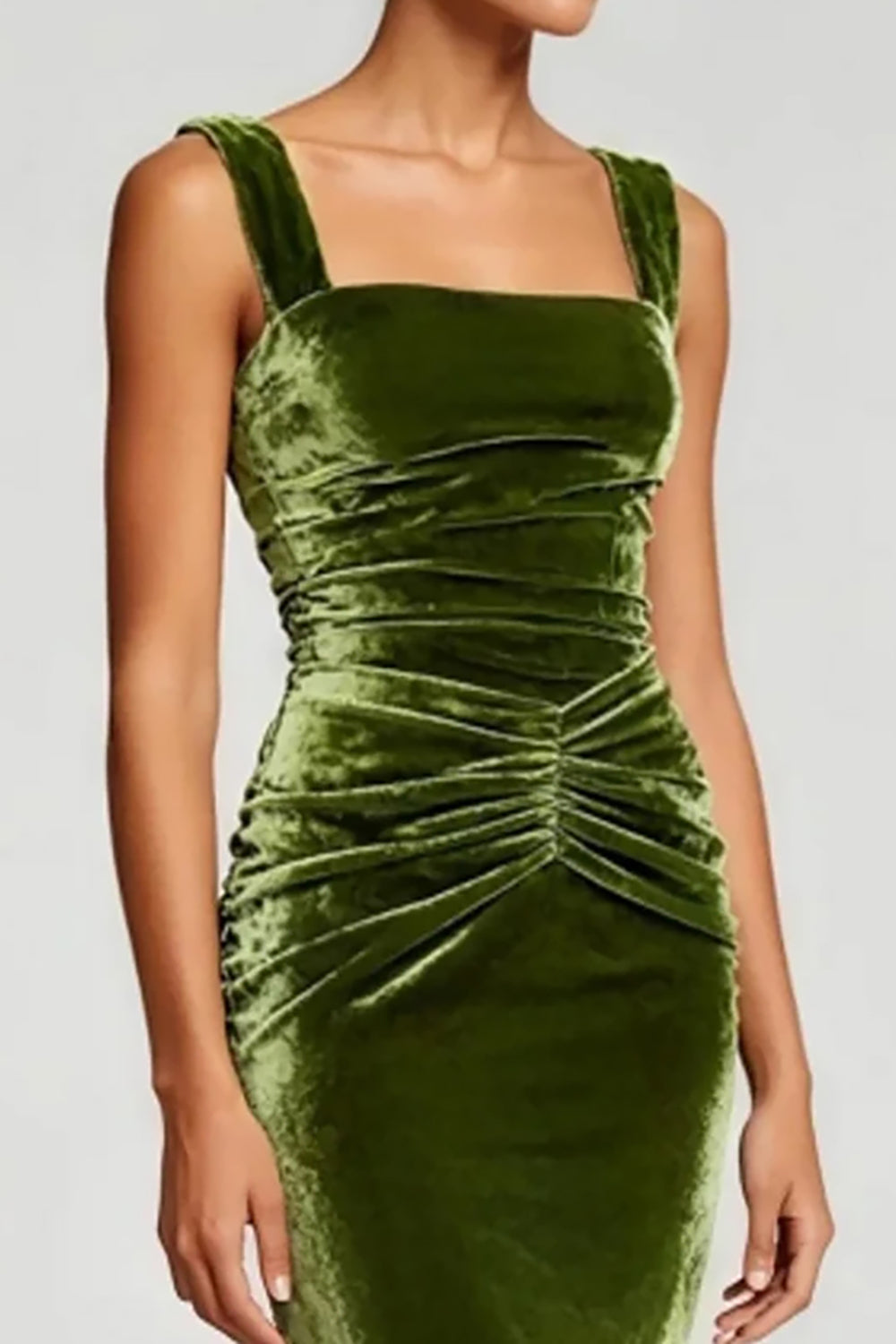 Elegant Olive Mermaid Velvet Long Mermaid Formal Dress