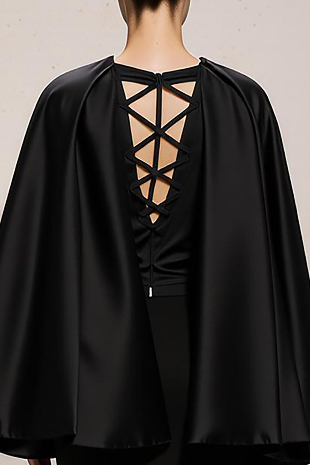 Modest Black and White Mermaid Long Satin Formal Dress with Sleeves