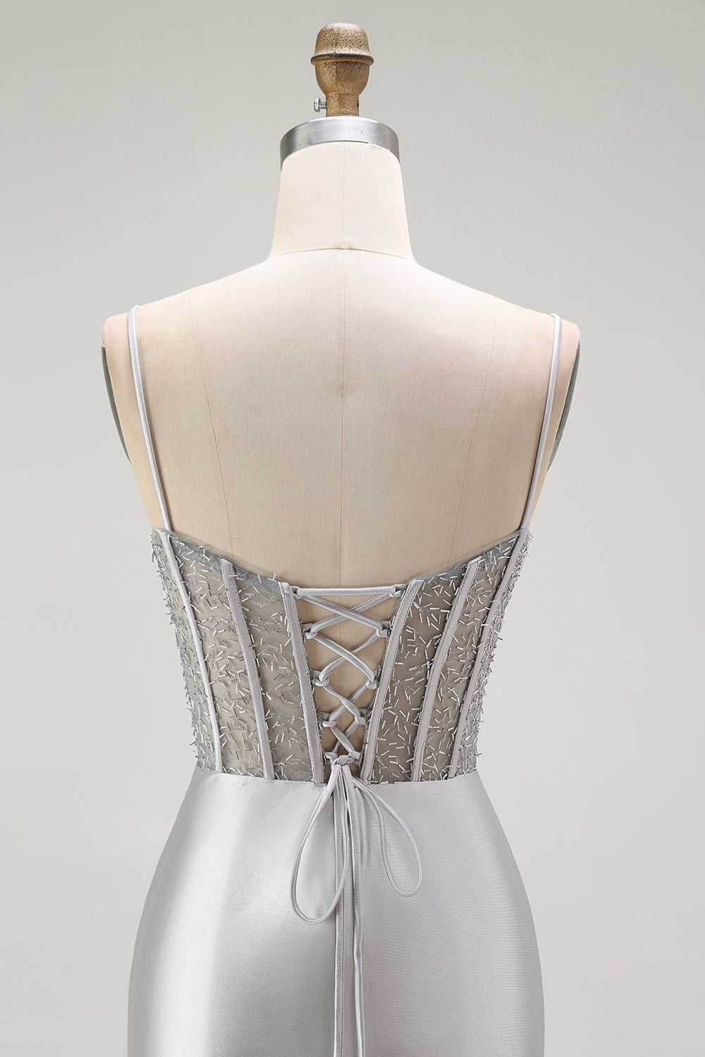 Sparkly Navy Mermaid Corset Long Satin Prom Dress with Beading