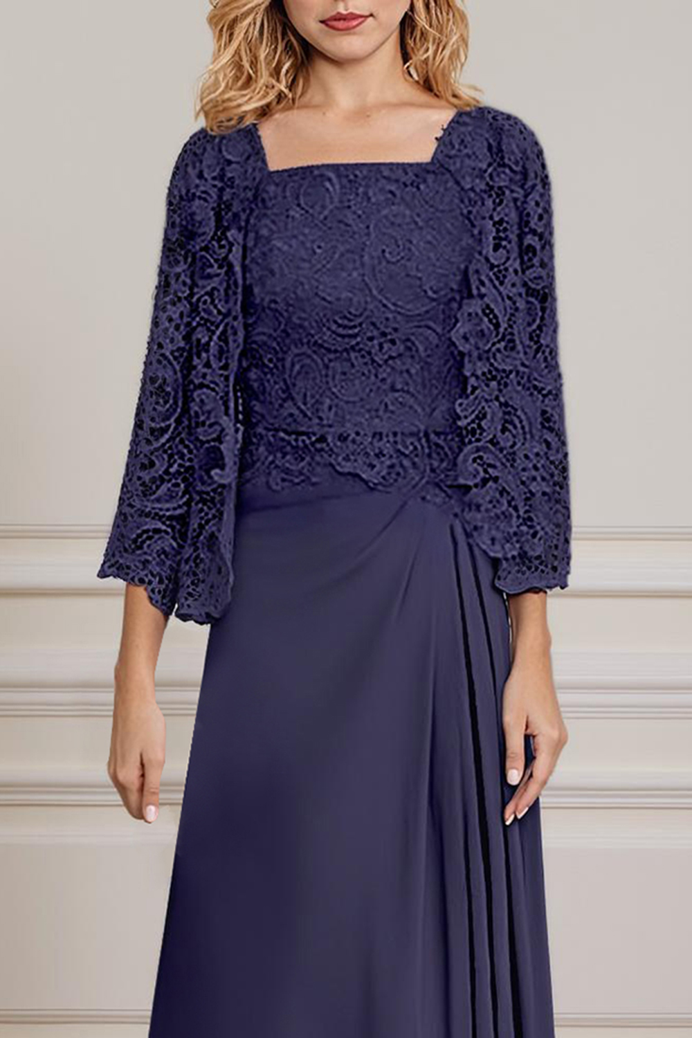 2-Piece Dusk Sheath Chiffon Floor-Length Mother of the Bride Dress with Jacket