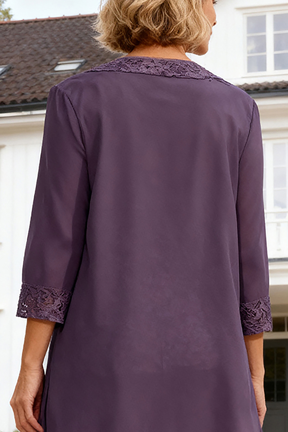 Purple Chiffon Appliqued Floor-Length 3-Piece Mother Of The Bride Pant Suits with Jacket