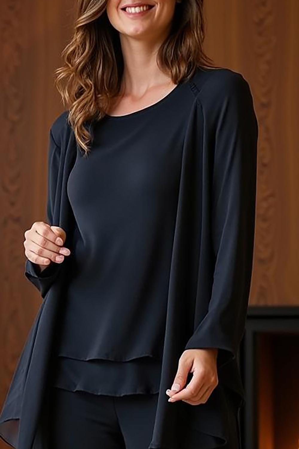 Royal Blue Boat Neck 3-Piece Chiffon Mother of the Bride Pant Suits with Sleeves