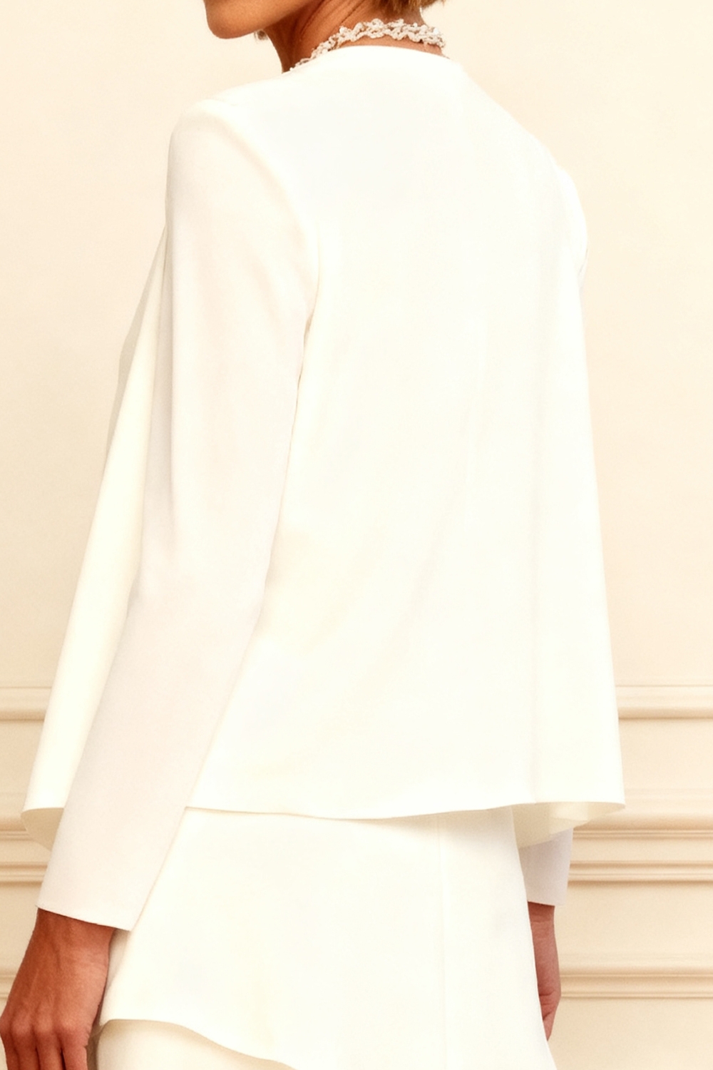 2-Piece Ivory Scoop Neck Chiffon Knee-Length Mother of the Bride Dress with Jacket