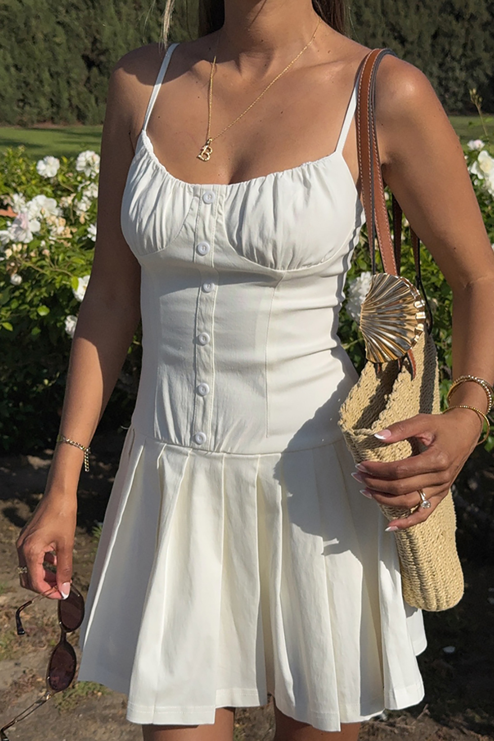 White A Line Spaghetti Straps Mini Dress