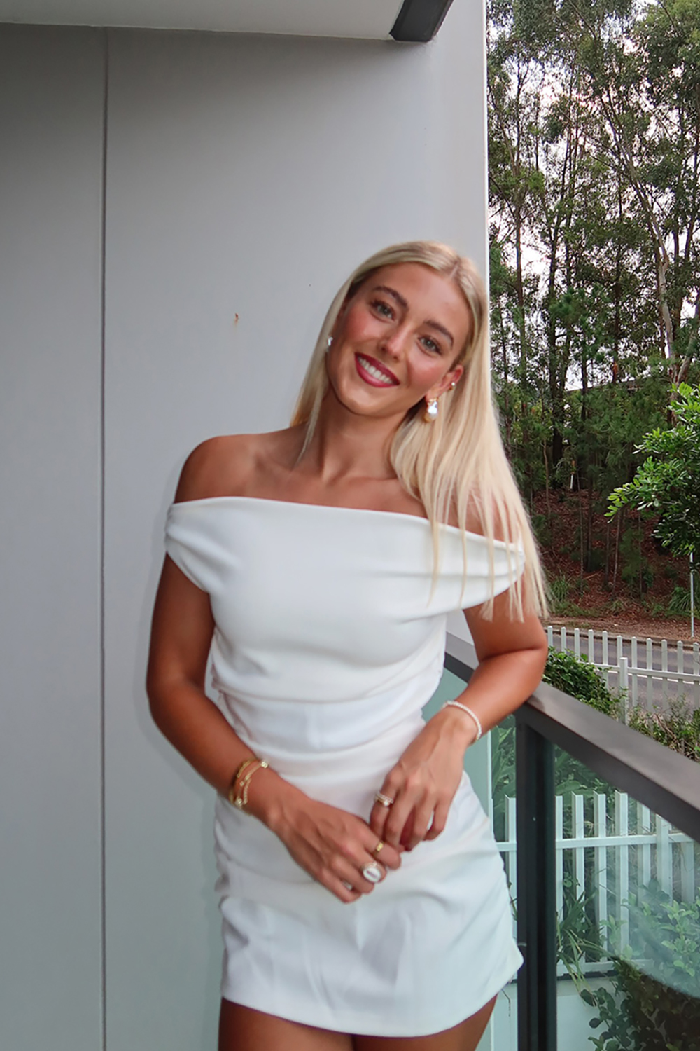 White Off The Shoulder Bodycon Mini Graduation Dress