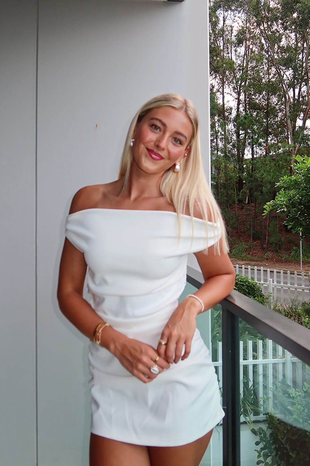 White Off The Shoulder Bodycon Mini Graduation Dress