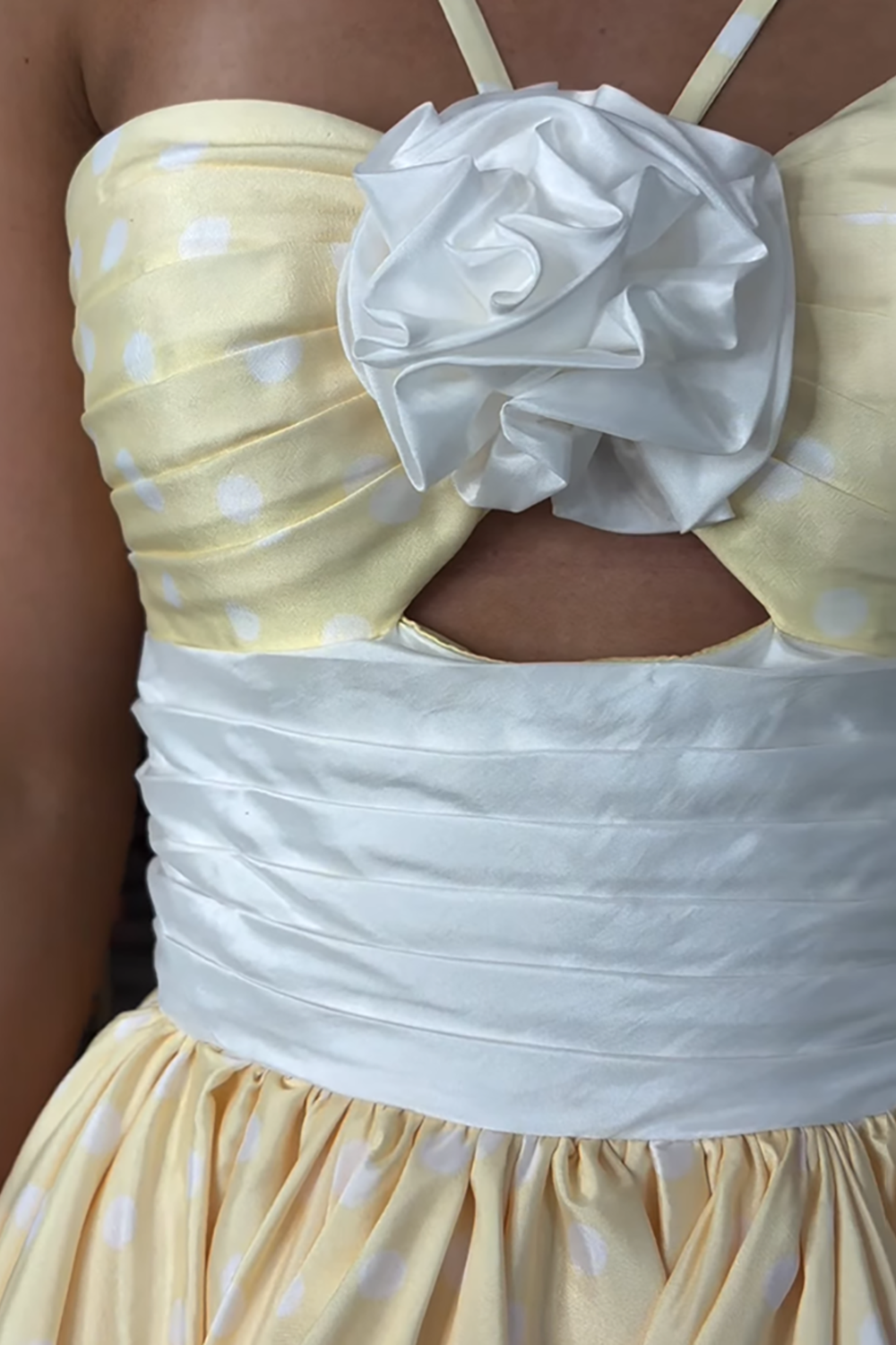 Black and White Dot A Line Halter Floral Long Prom Dress with Ruffles