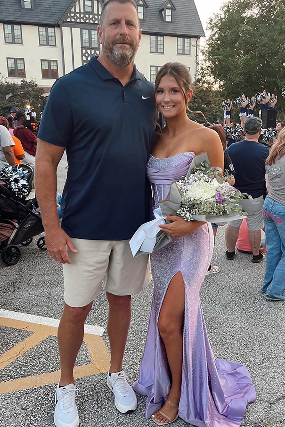 Sparkly Blue Mermaid Strapless Beaded Corset Long Prom Dress with Slit