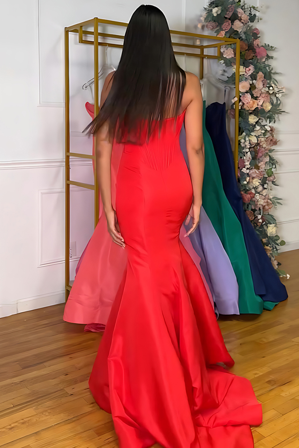 Purple Mermaid Sweetheart Corset Long Satin Prom Dress