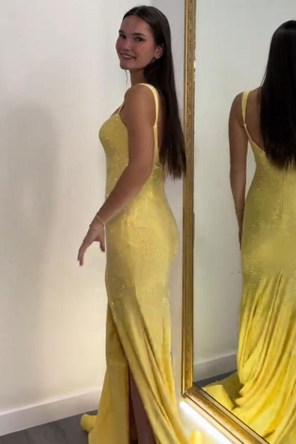 Sparkly Royal Blue Sheath Sequin Long Prom Dress with Slit