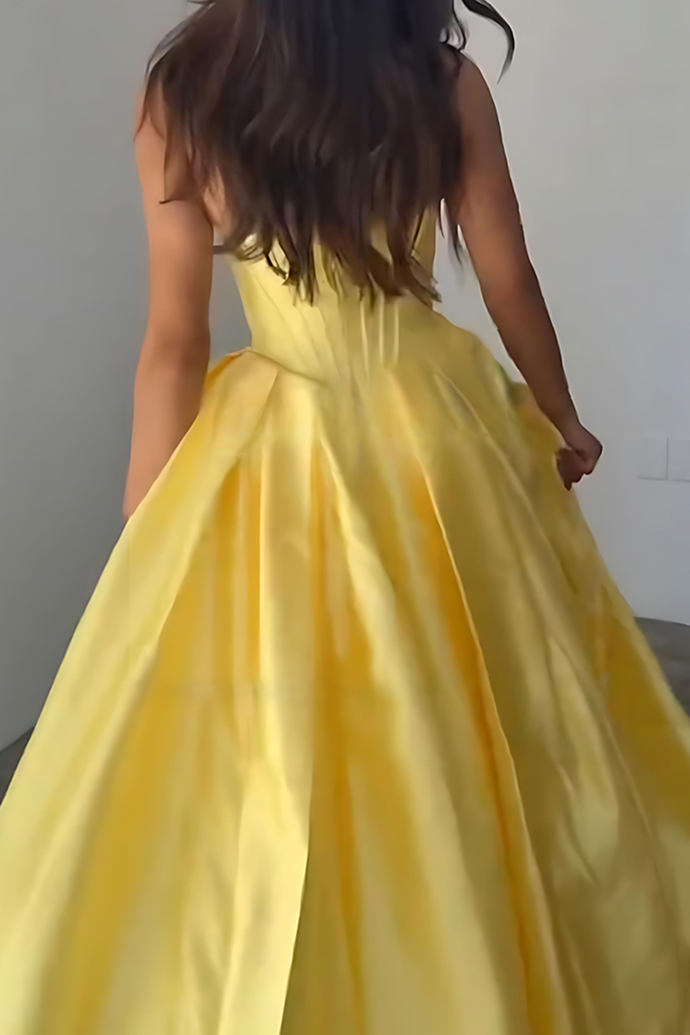 Pink Sweetheart Satin Corset A-Line Cut Out Long Prom Dress