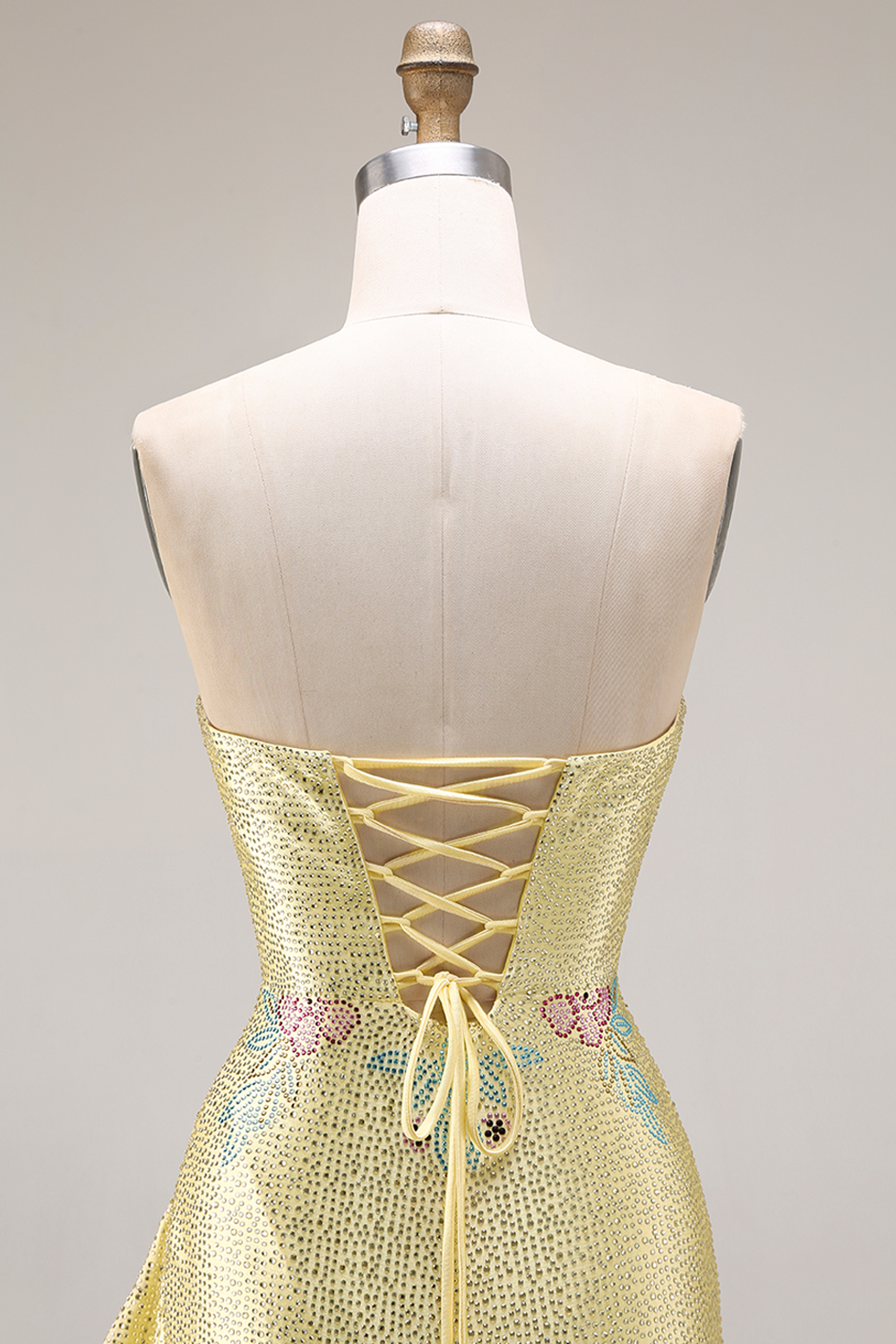 Sparkly White Mermaid Strapless Ruffled Long Beaded Prom Dress with Slit