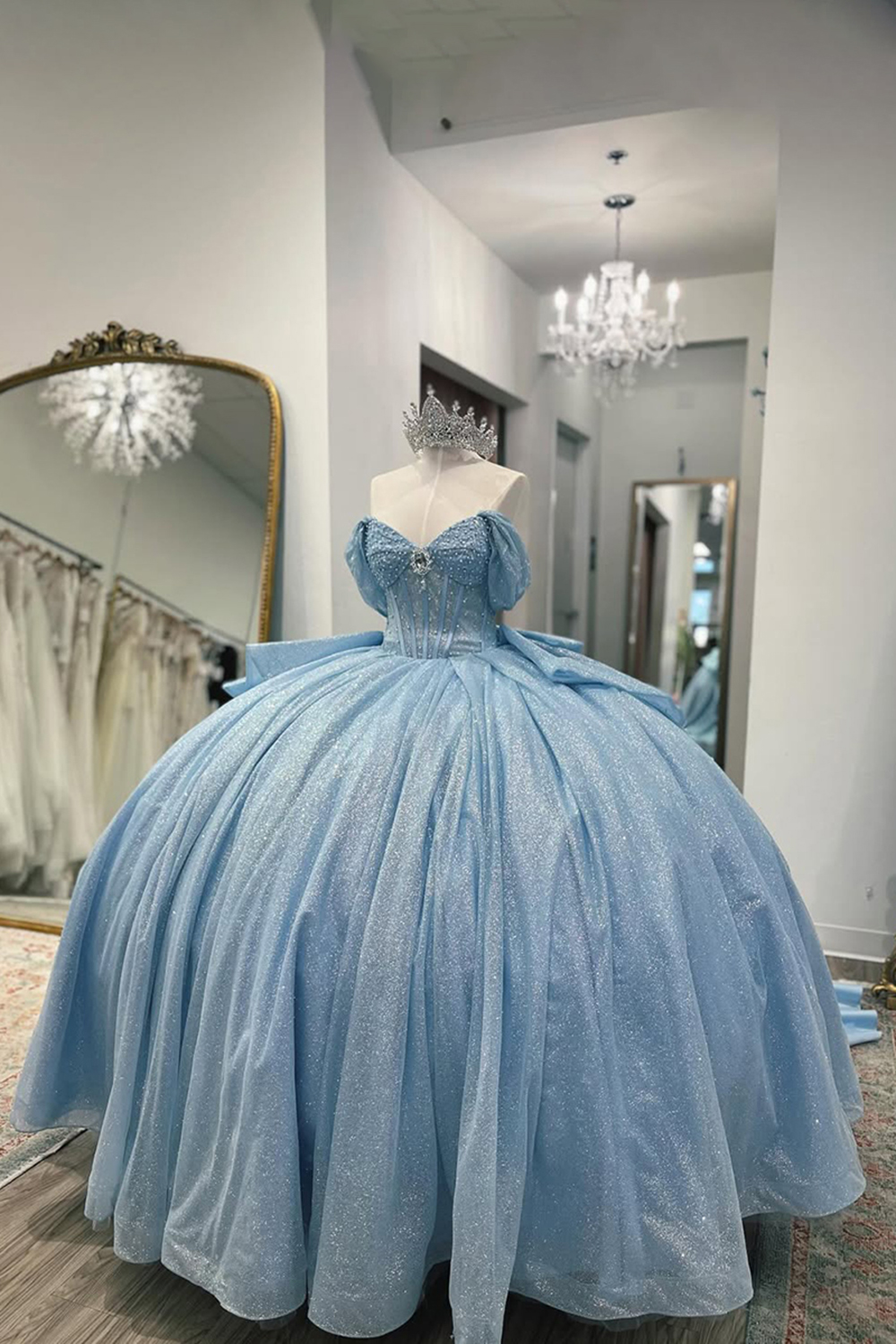 Sparkly Dark Green Sweetheart Corset Ball Gown Bedaed Quinceanera Dress with Bow