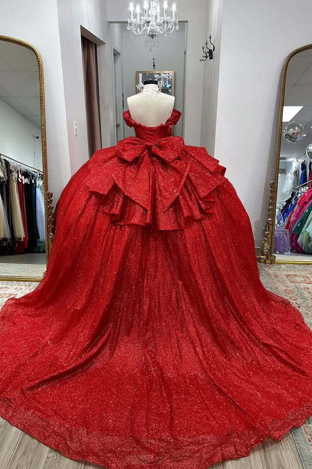 Sparkly Dark Green Sweetheart Corset Ball Gown Bedaed Quinceanera Dress with Bow