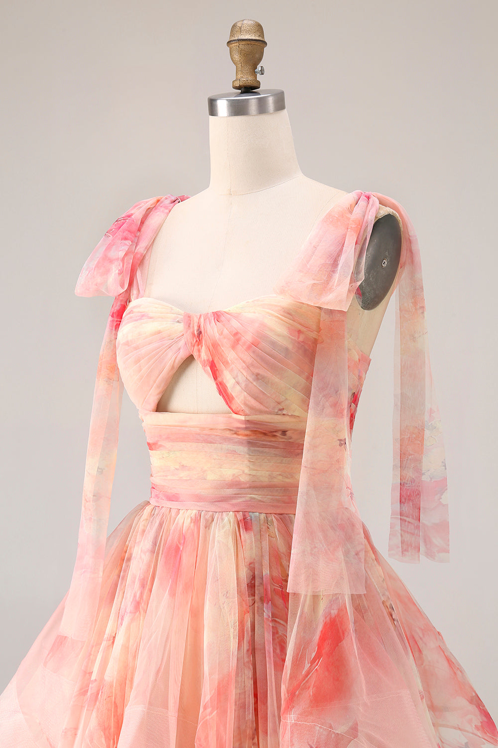 Sunset Ball Gown Ruffled Cut Out Long Prom Dress with Keyhole