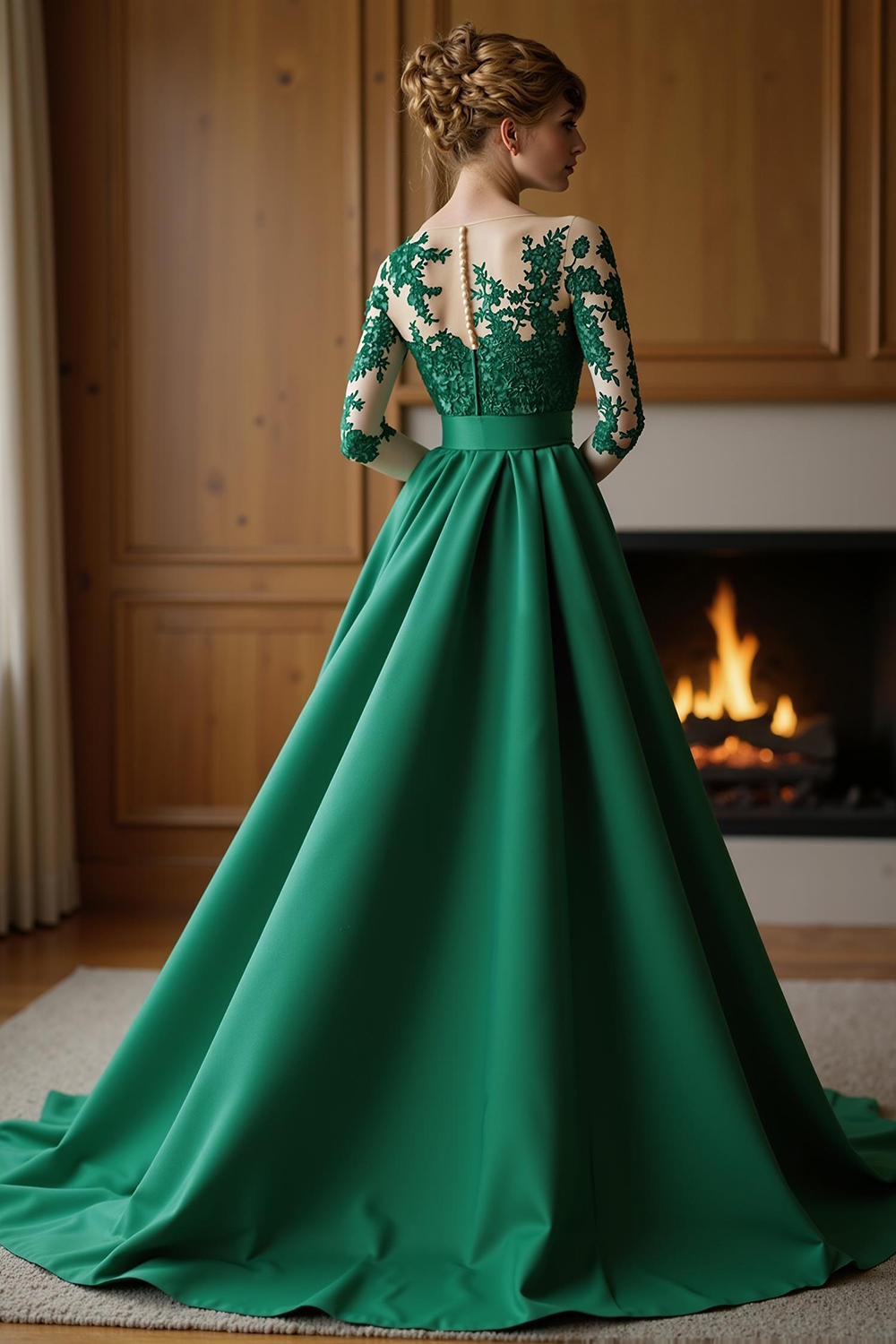 Dark Green Mermaid Bateau Neck Floor-Length Mother of the Bride Dress