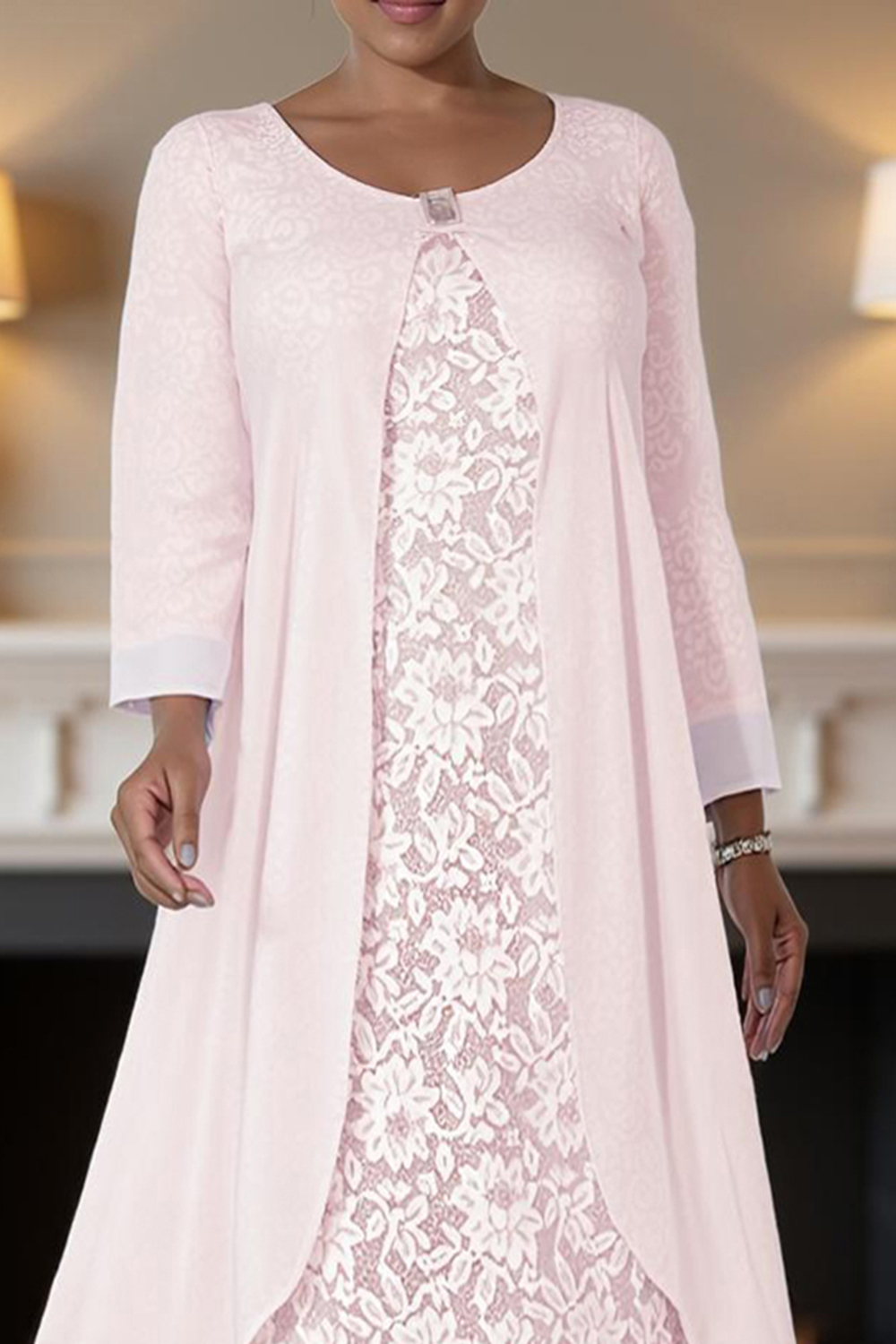 Candy Pink Sheath 2 Piece Knee-Length Mother of the Bride Dress with Jacket