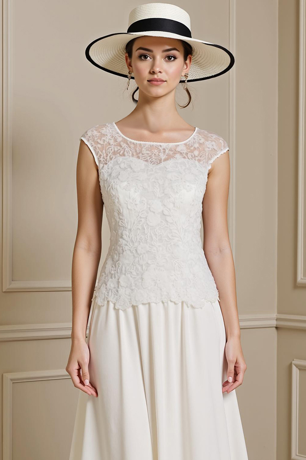 White Lace A Line 2 Piece Knee-Length Mother of the Bride Dress with Jacket