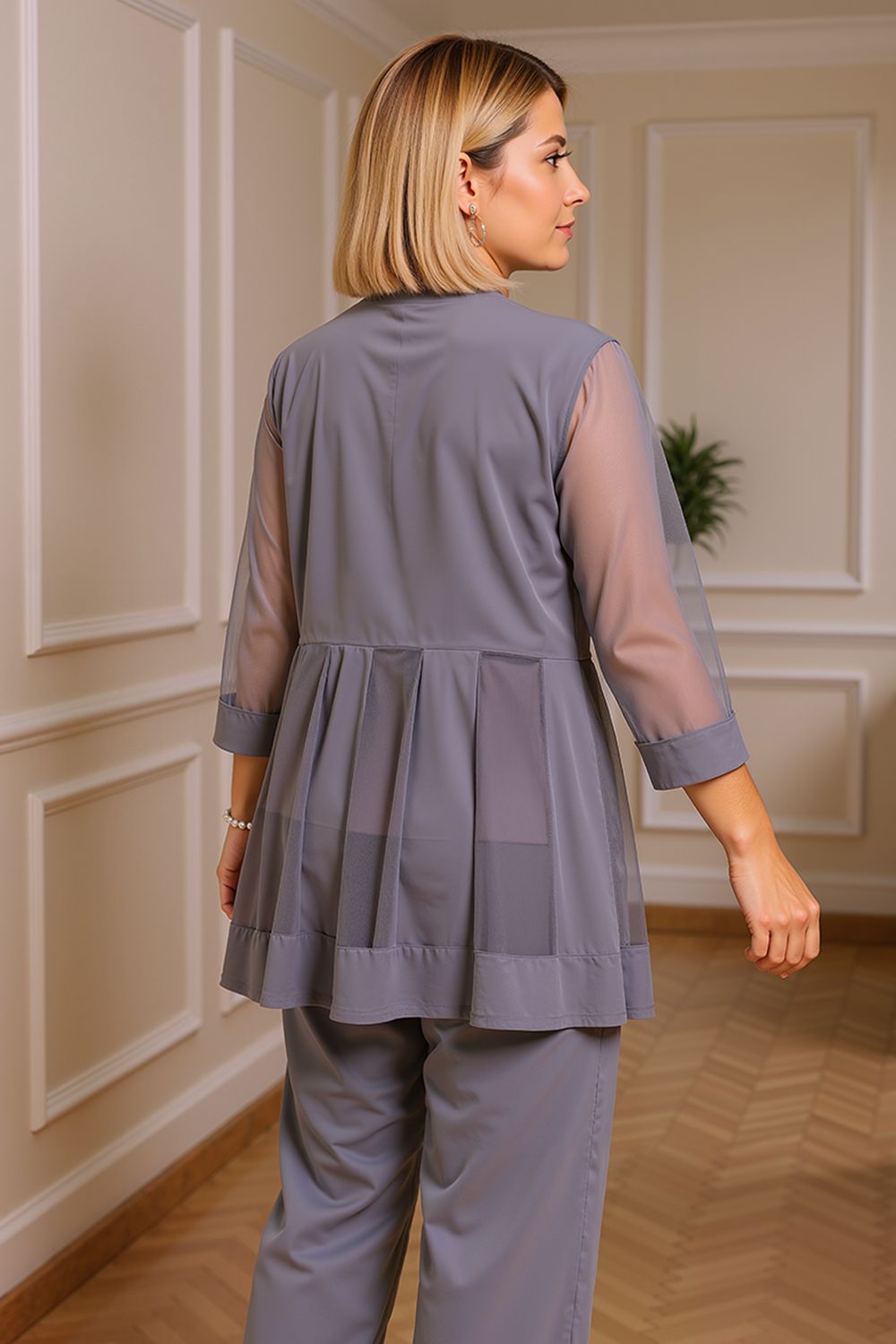 Sparkly Black Beaded Boat Neck 3 Piece Mother of the Bride Pant Suits with Jacket