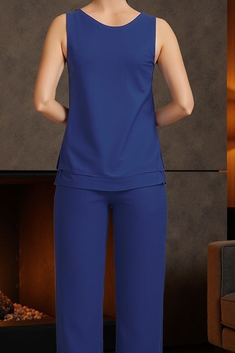 Sparkly Purple Beaded Boat Neck 3 Piece Mother of the Bride Pant Suits with Jacket