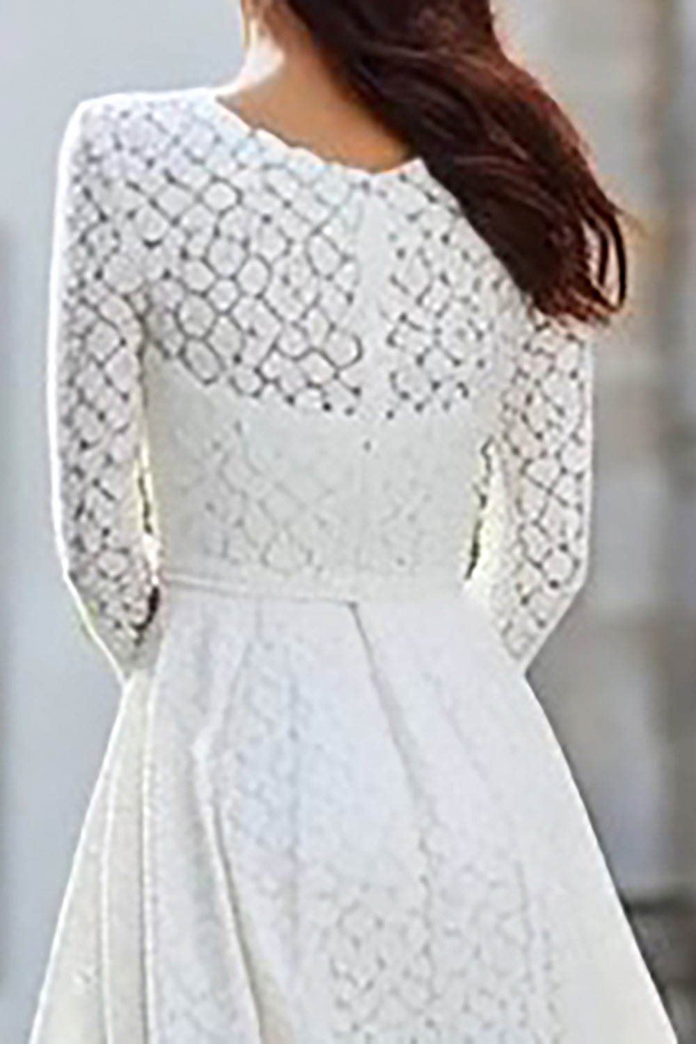 Ivory A Line Lace Long Sleeves Wedding Dress