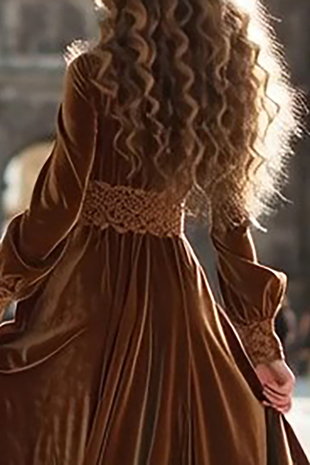 Modest Brown Velvet A Line Long Sleeves Holiday Party Dress