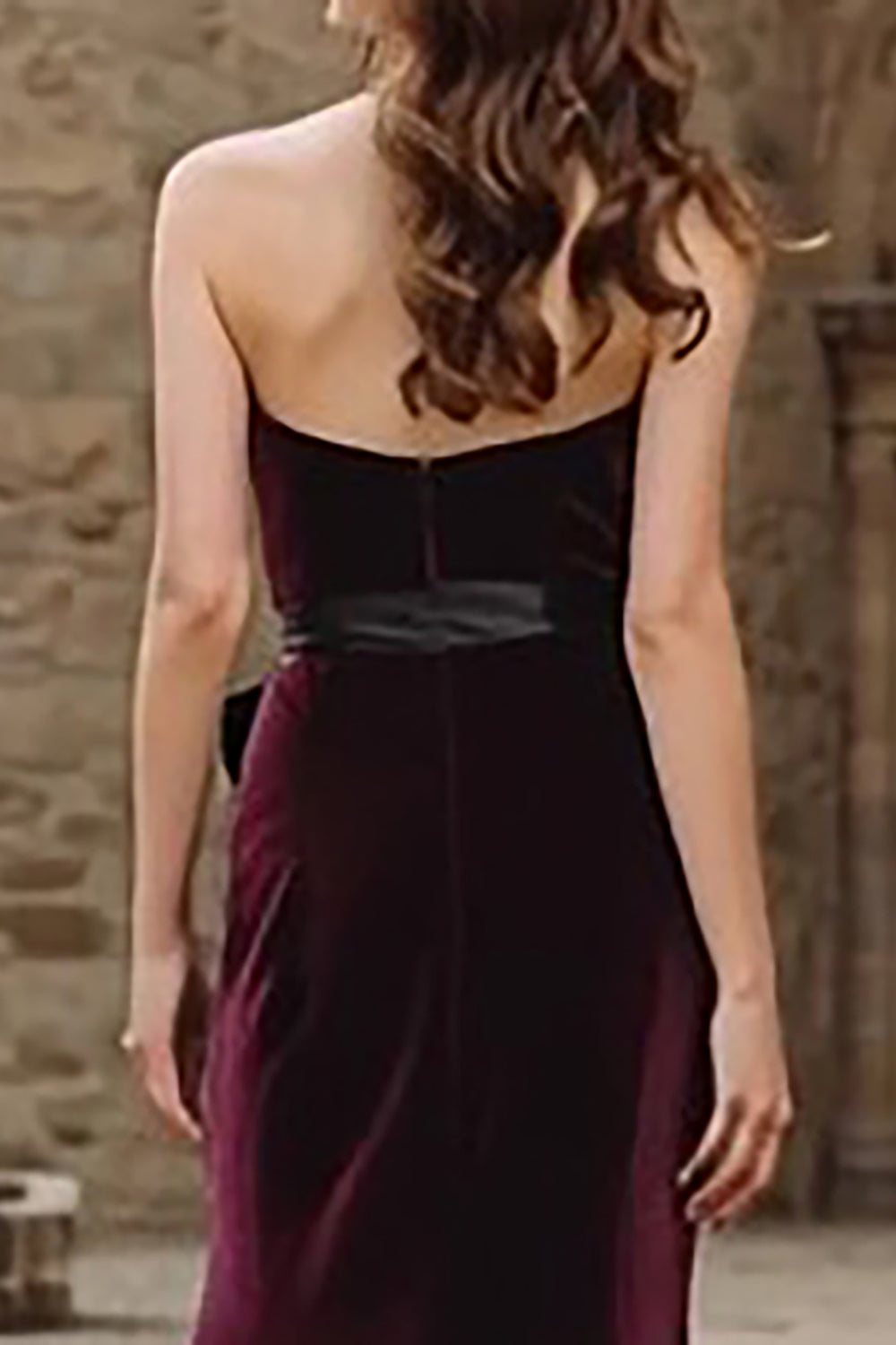 Burgundy Mermaid Velvet Sweetheart Long Holiday Party Dress with Bow