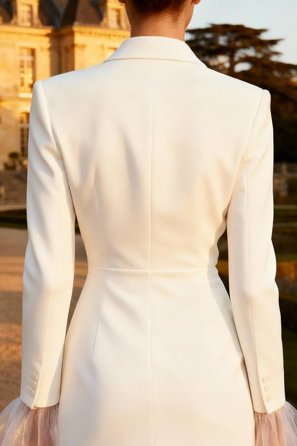 White Single Breasted Mini Blazer Bridal Shower Dress with Pockets