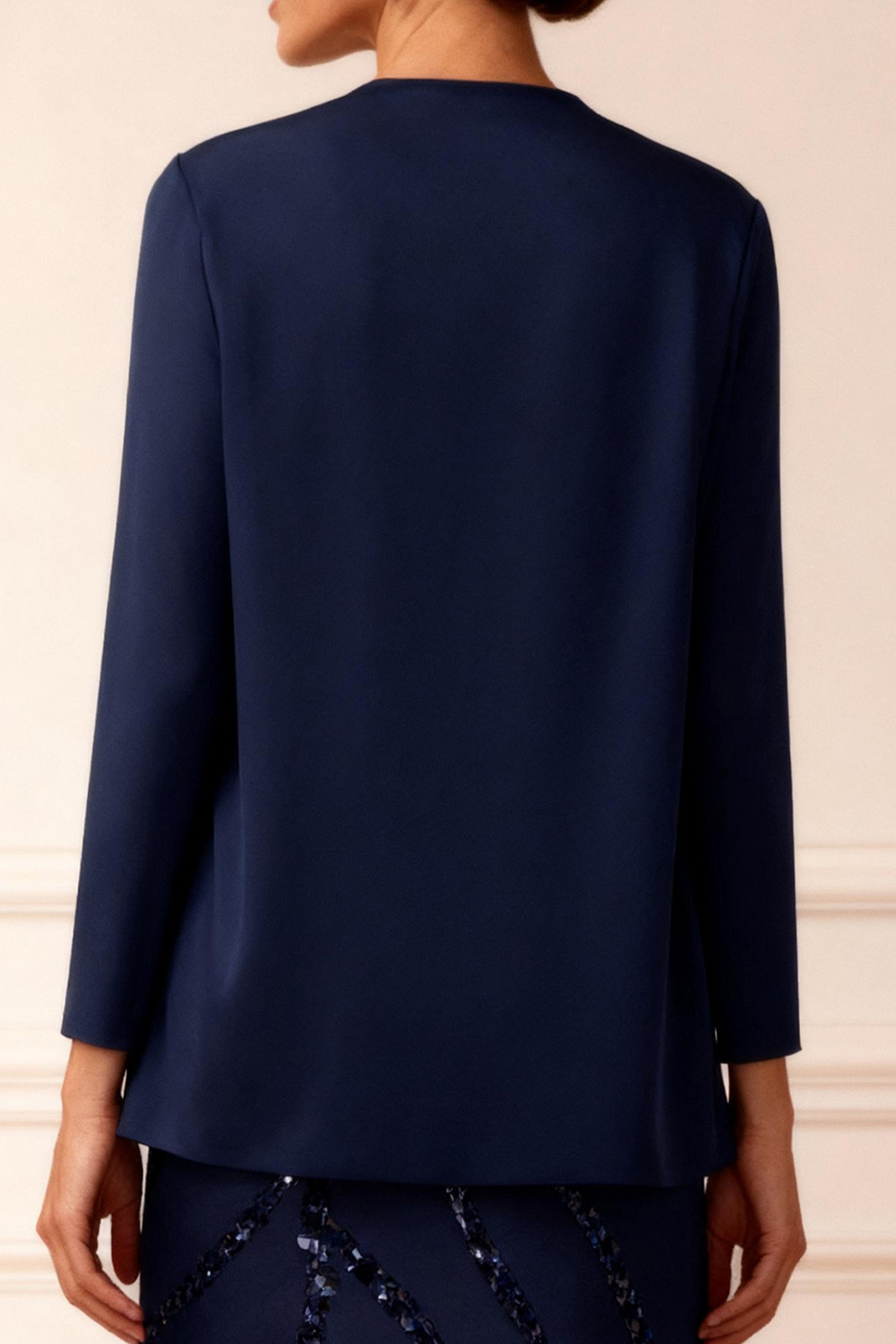 Sparkly Dark Navy Sequins Mermaid 2 Piece Floor-Length Mother of the Bride Dress with Jacket