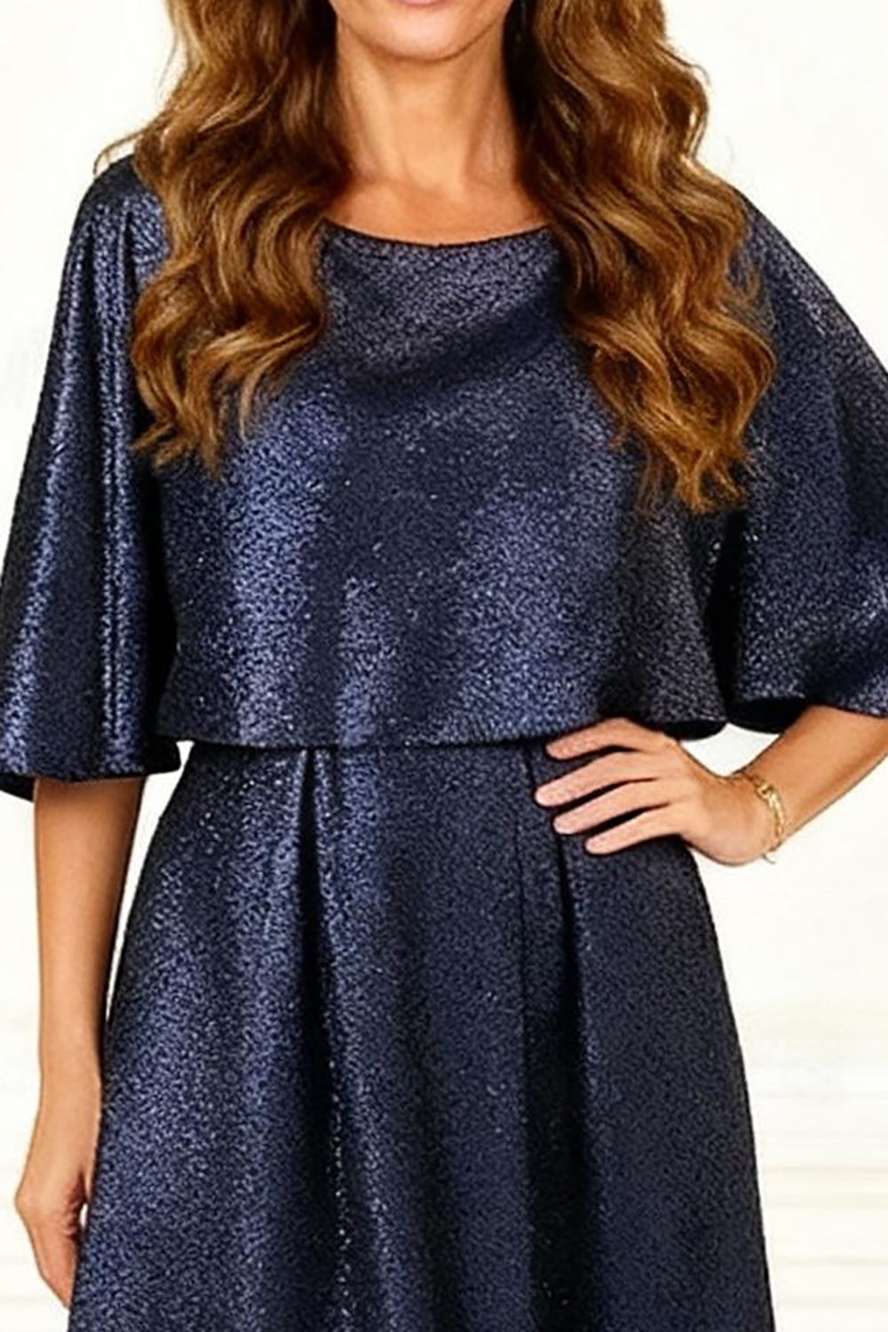 Dark Navy A Line Satin Boat Neck Ankle-Length Mother of the Bride Dress