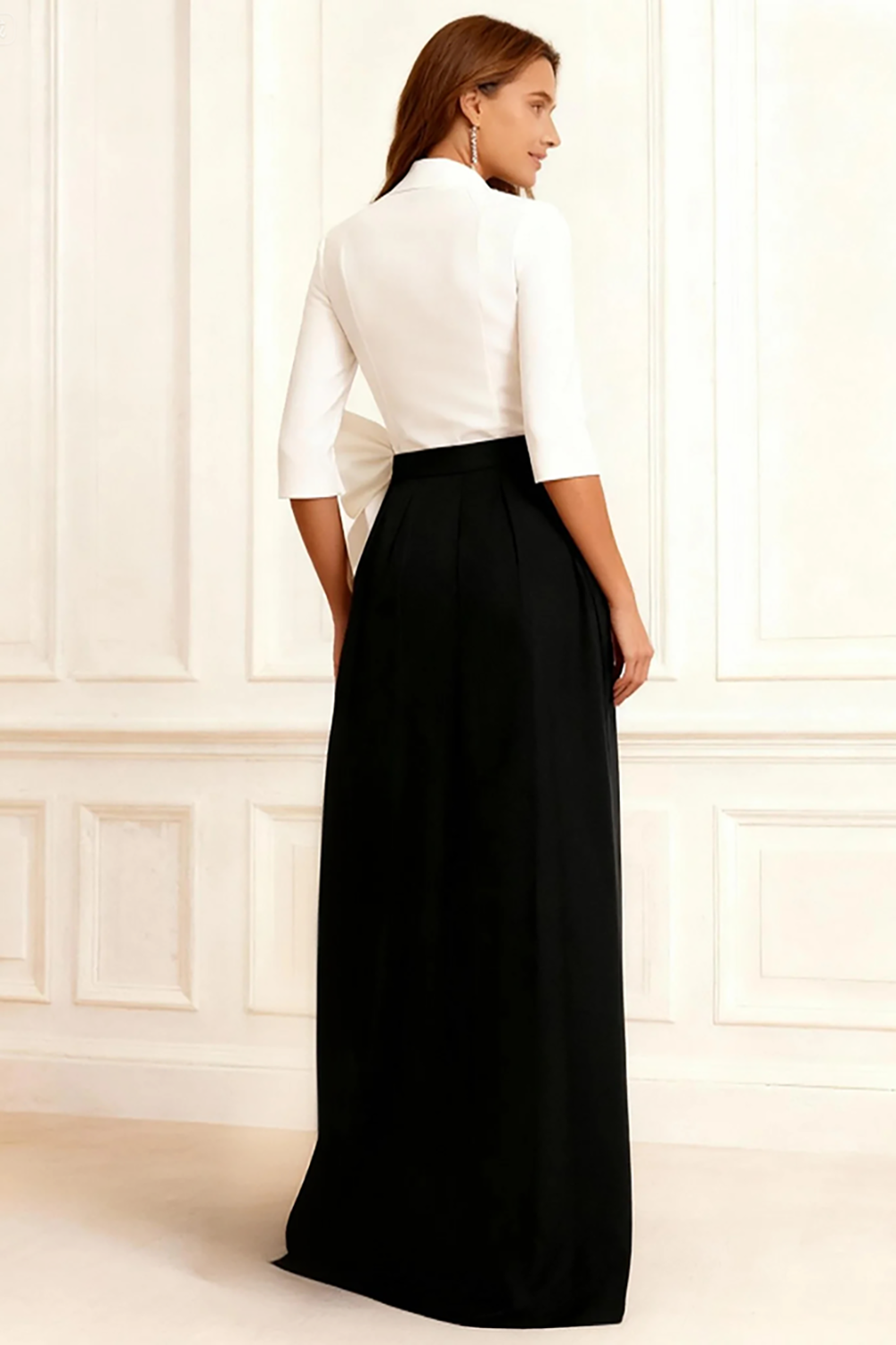 White Corset Sheath Ankle-Length Mother of the Bride Dress with Cape