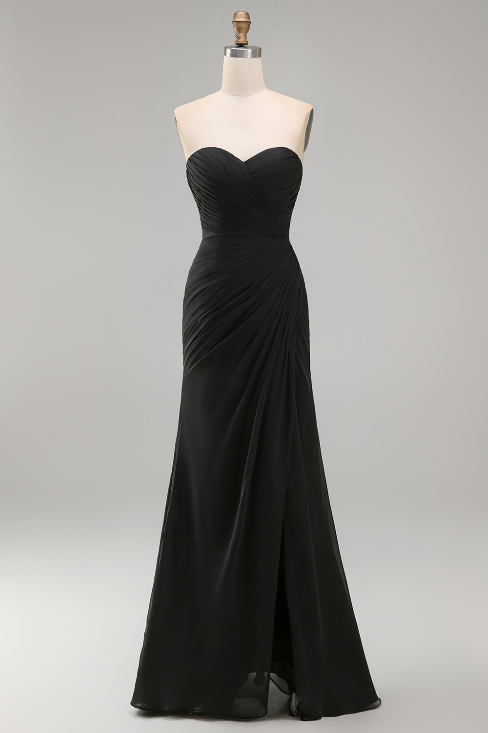 White Sweetheart Sheath Chiffon Long Rehearsal Dinner Dress with Slit