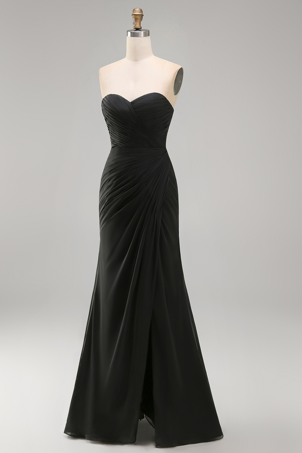 White Sweetheart Sheath Chiffon Long Rehearsal Dinner Dress with Slit