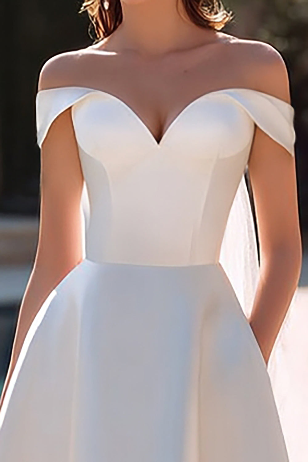 Simple White Stain Off the Shoulder A-Line Bridal Shower Dress