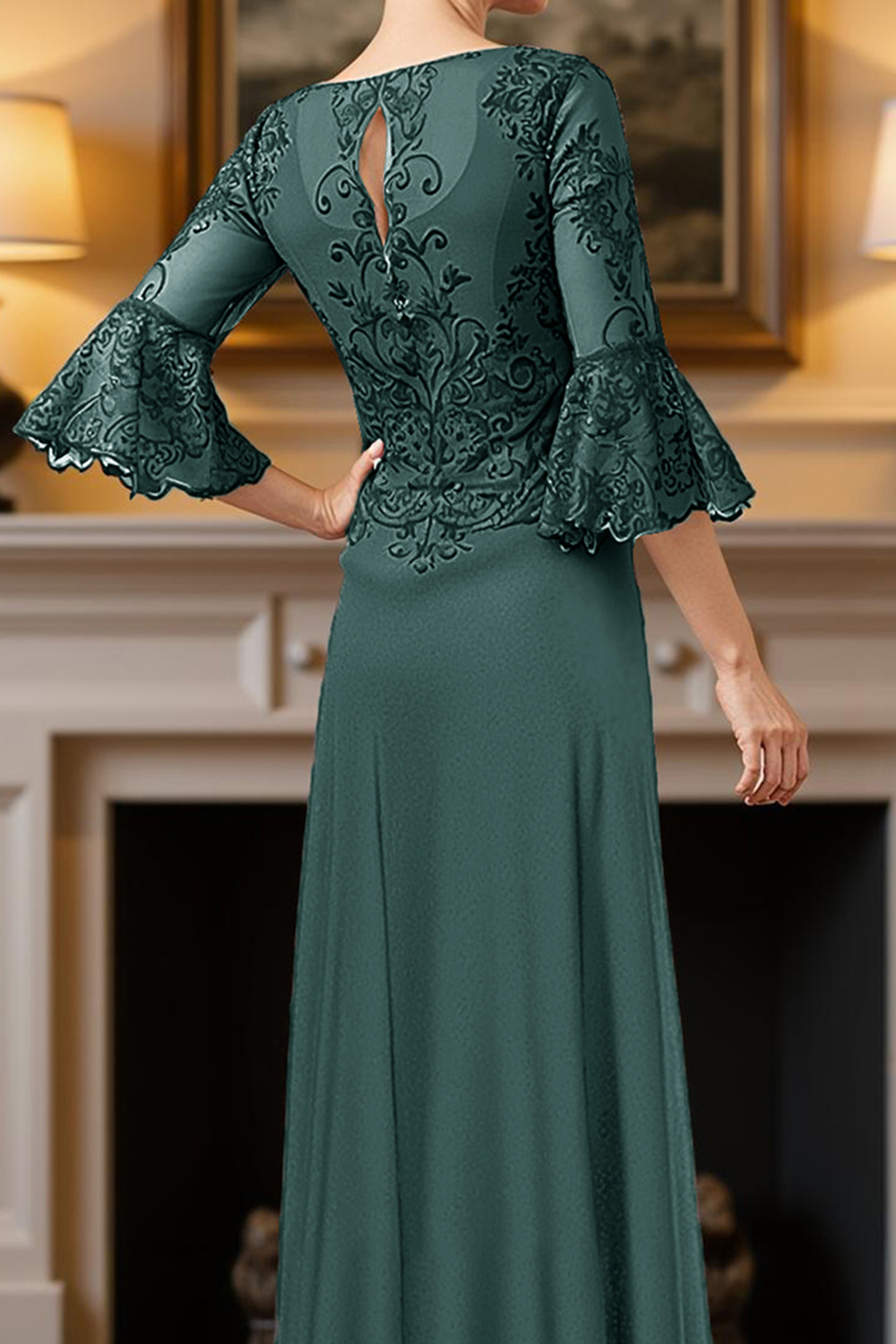 Sparkly Dark Green A Line Floor-Length Mother of the Bride Dress with Beading