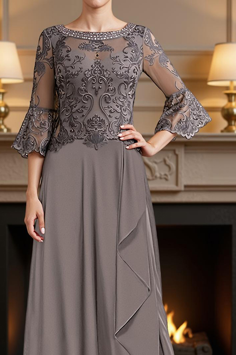 Sparkly Dark Green A Line Floor-Length Mother of the Bride Dress with Beading