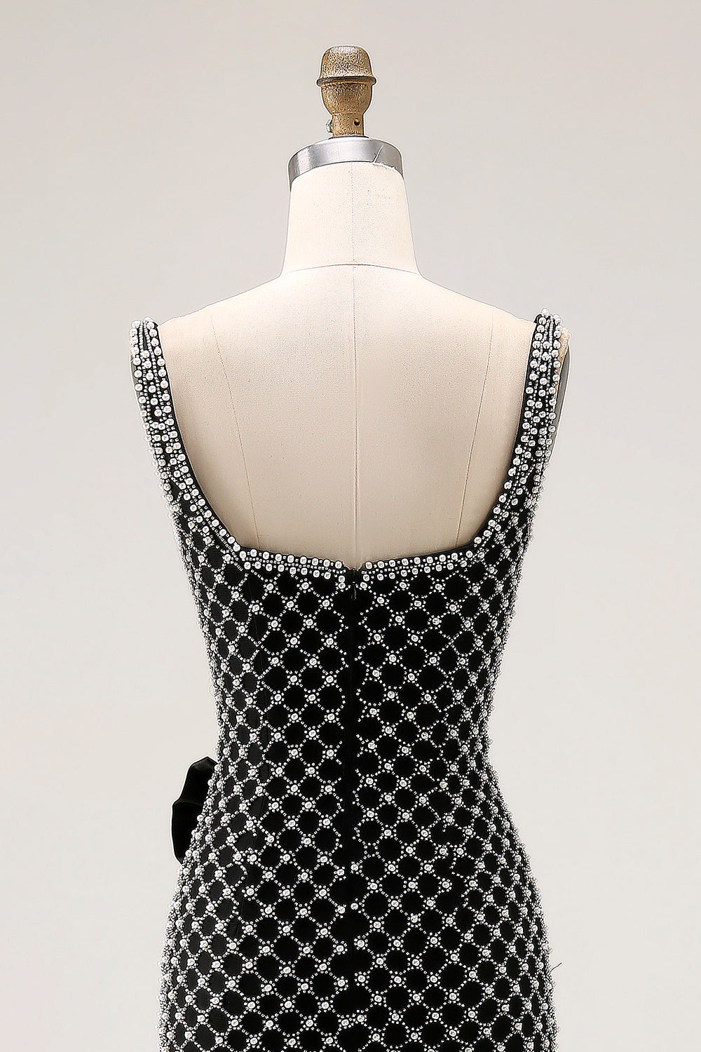 Sparkly White Mermaid Spaghetti Straps Long Prom Dress with Pearls