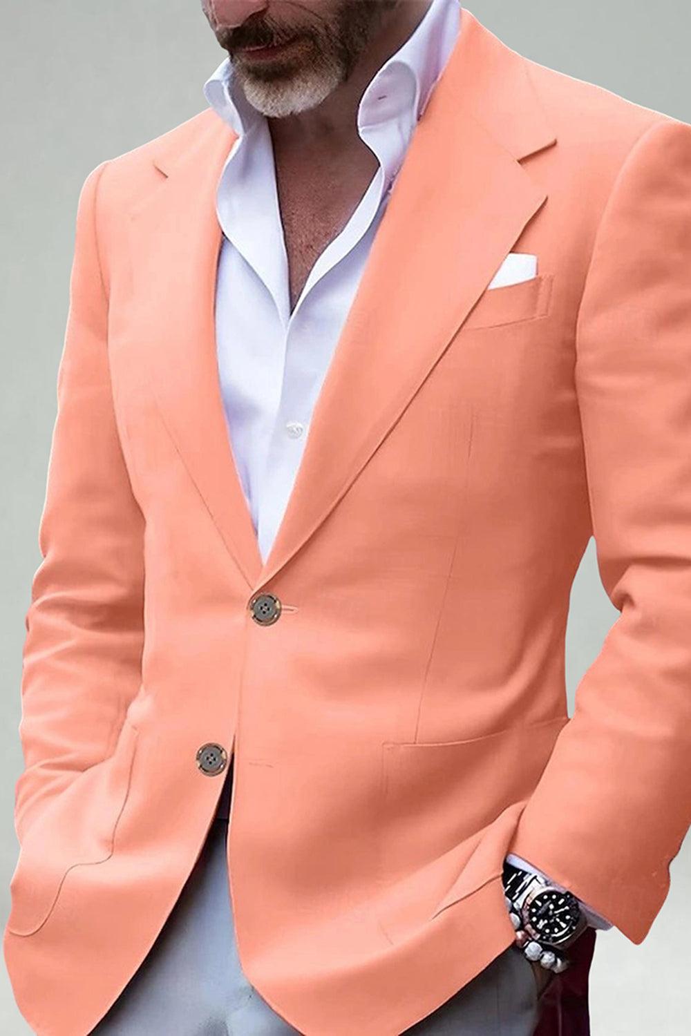 Blush Notched Lapel Single Breated Men Blazer