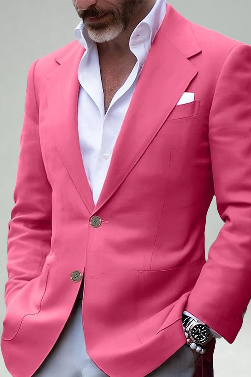 Blush Notched Lapel Single Breated Men Blazer