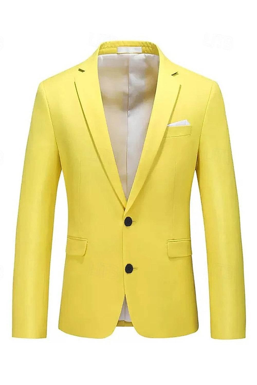 2 Piece Yellow Notched Lapel Slim FIt Men Prom Suits with Buttons