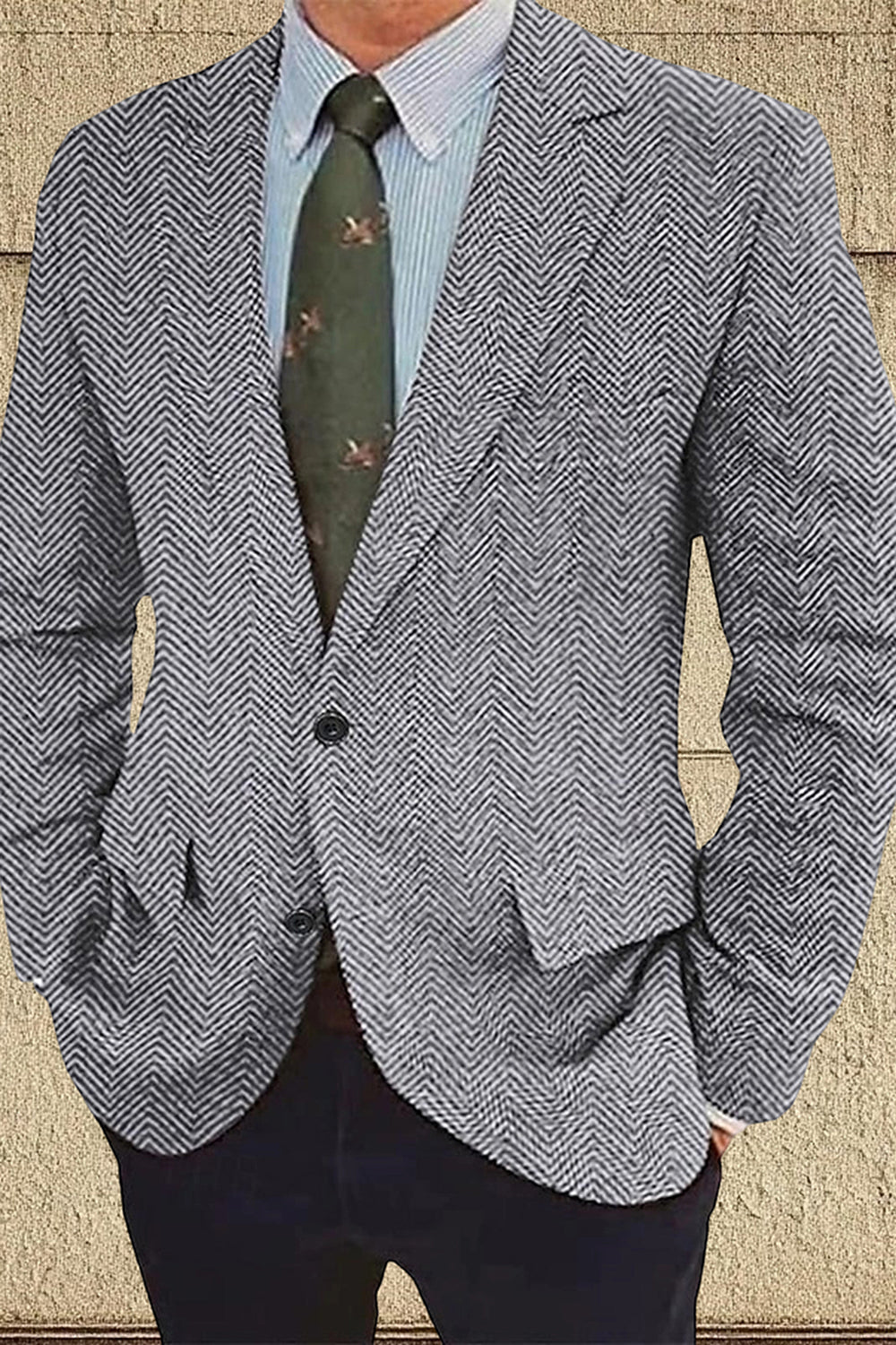 Brown Notched Lapel Single Breasted Solid Men Blazer