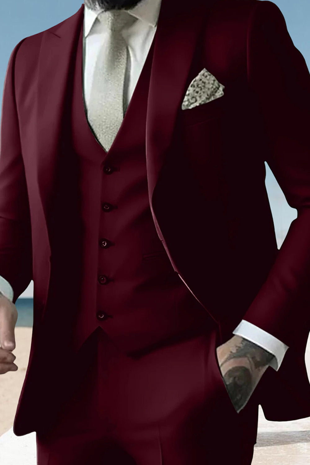 3 Piece Black Peak Lapel Single Breasted Men Prom Suits with Pockets