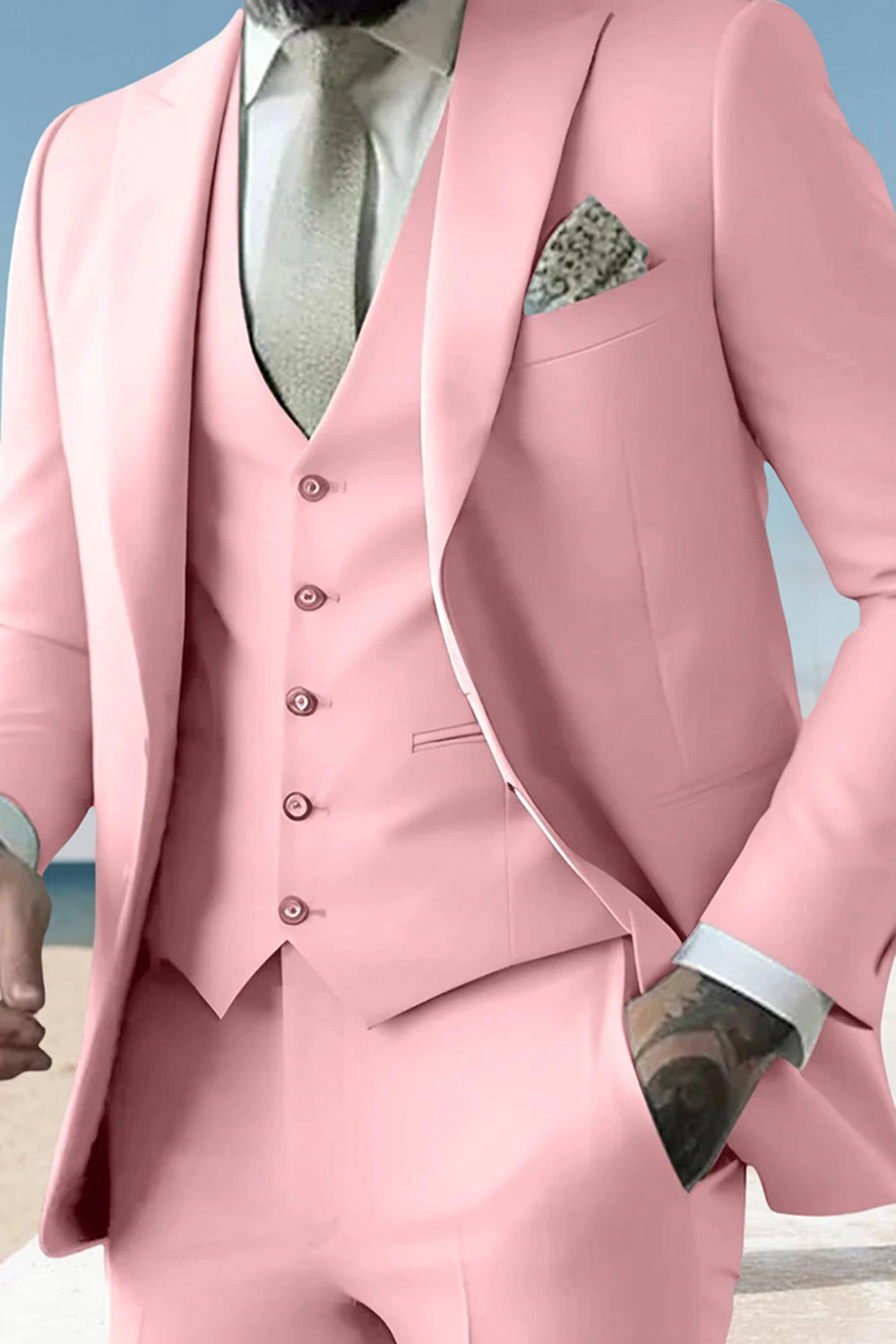 3 Piece Black Peak Lapel Single Breasted Men Prom Suits with Pockets