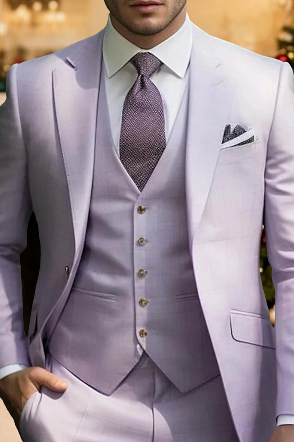 3 Piece Pink Single Breasted Solid Notched Lapel Prom Men Suits