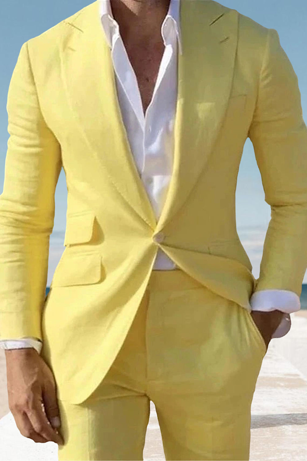 Light Pink Notched Slim Fit Lapel Single Breasted Men Prom Blazer with Sleeves