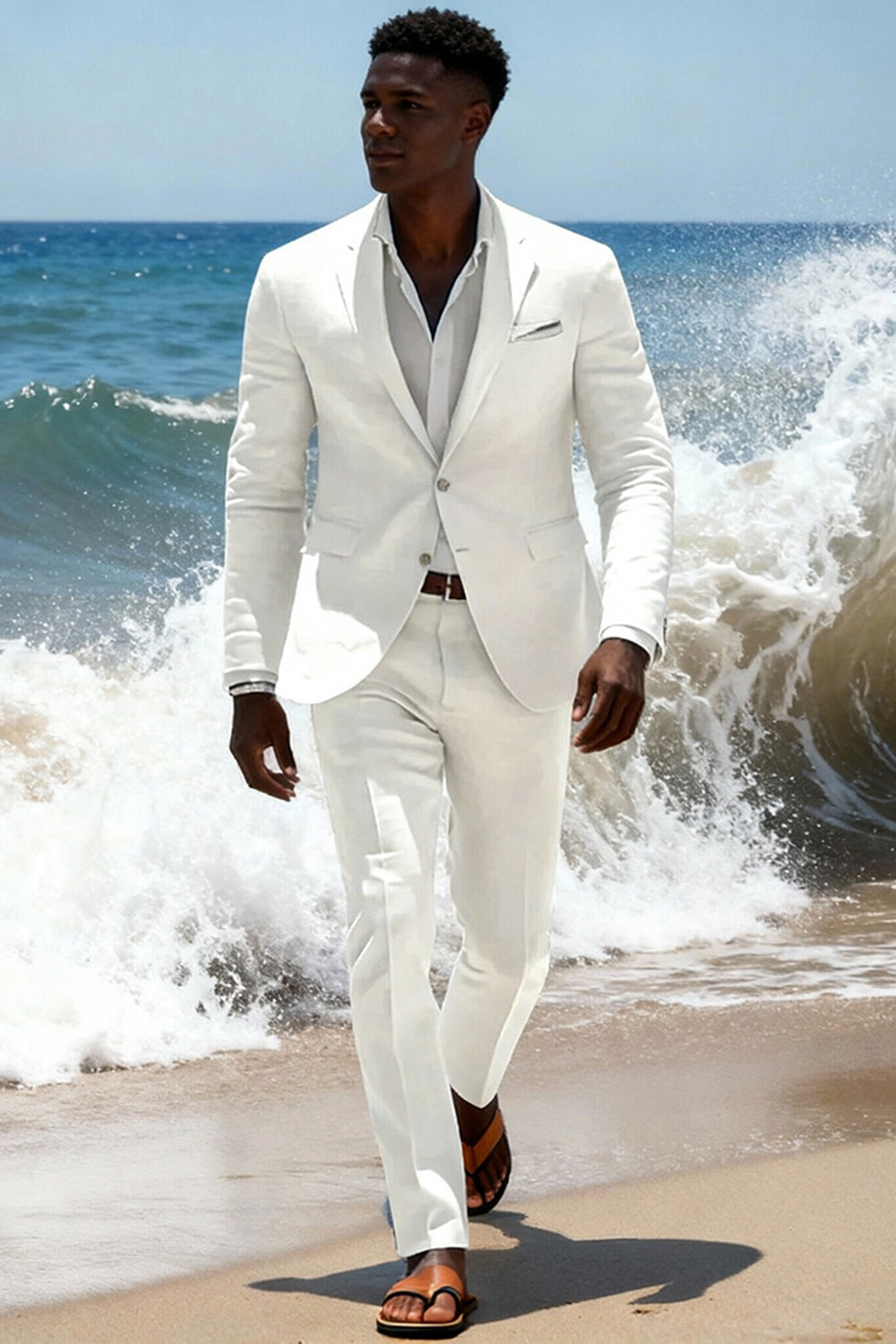 2 Piece Sky Blue Single Breasted Notched Lapel Men Prom Suits