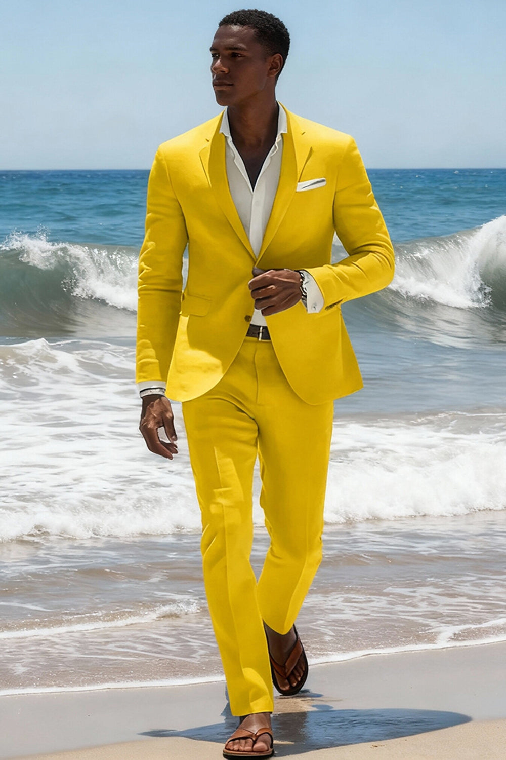 2 Piece Sky Blue Single Breasted Notched Lapel Men Prom Suits