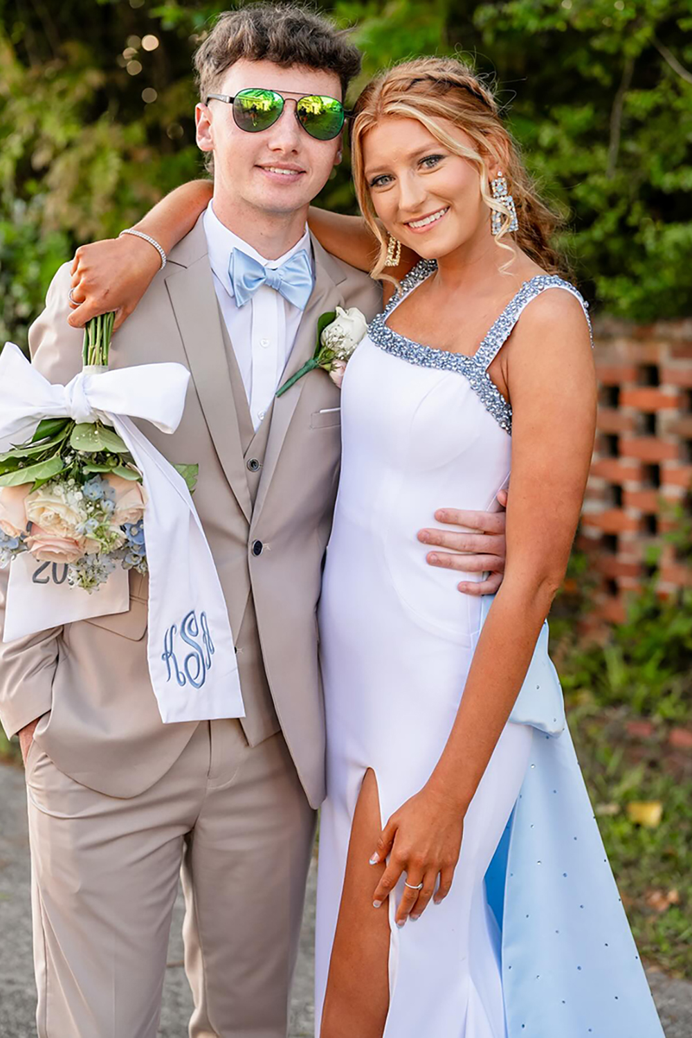 Sparkly White Beaded Mermaid Square Neck Long Prom Dress with Bow