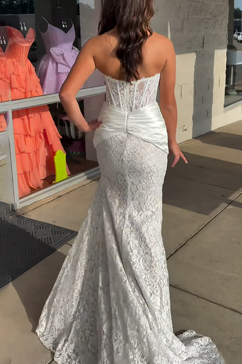 Light Blue Mermaid Corset Sweetheart Long Prom Dress with Slit